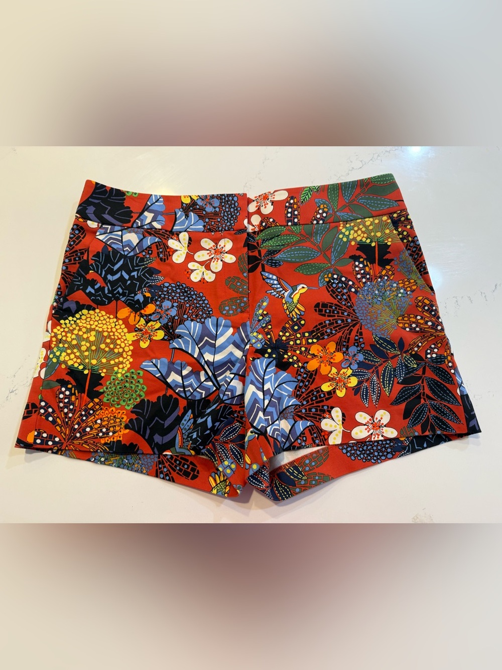 LOFT Red Multicolor Floral Print Shorts